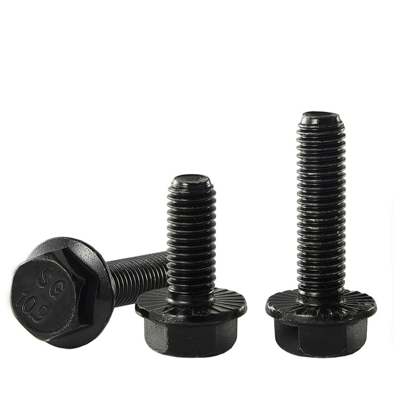 YIIFLY M8 x 35mm Flanged Hex Head Bolts Flange Hexagon Screws, M8x1.25 Bolt, 10.9 Grade Alloy Steel, Hexagon Head Bolts, Black Zinc Finish, Full Thread, Quantity 10 - Image 1